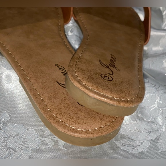 Jynx tan faux leather flat sandals. 
Size 12 
NWOT - Picture 3 of 6